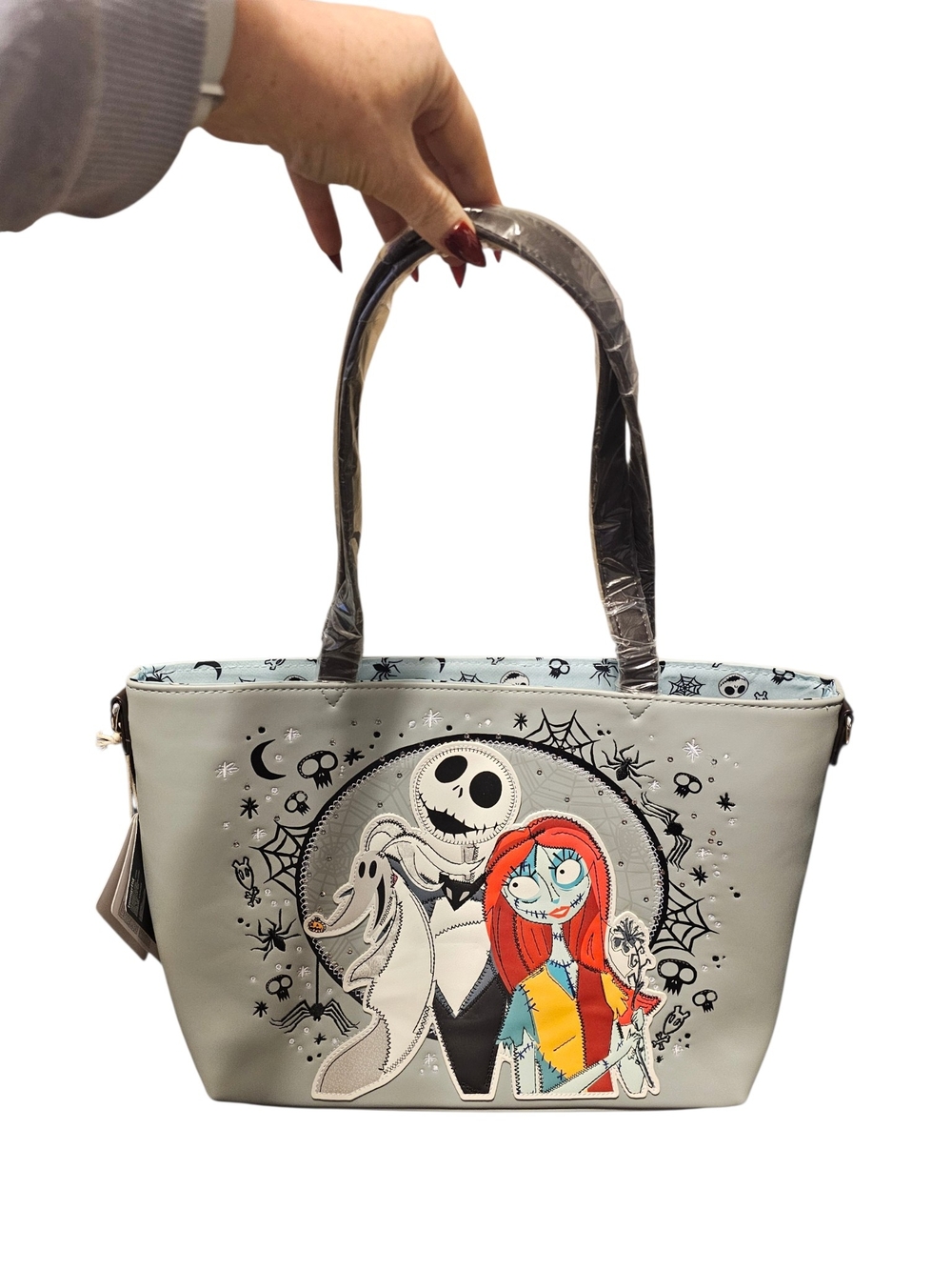 Loungefly Disney The Nightmare Before Christmas Jack, Sally, & Zero Sequin Tote